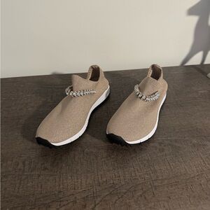 Jimmy Choo Tan Sneakers with Pearl Accent